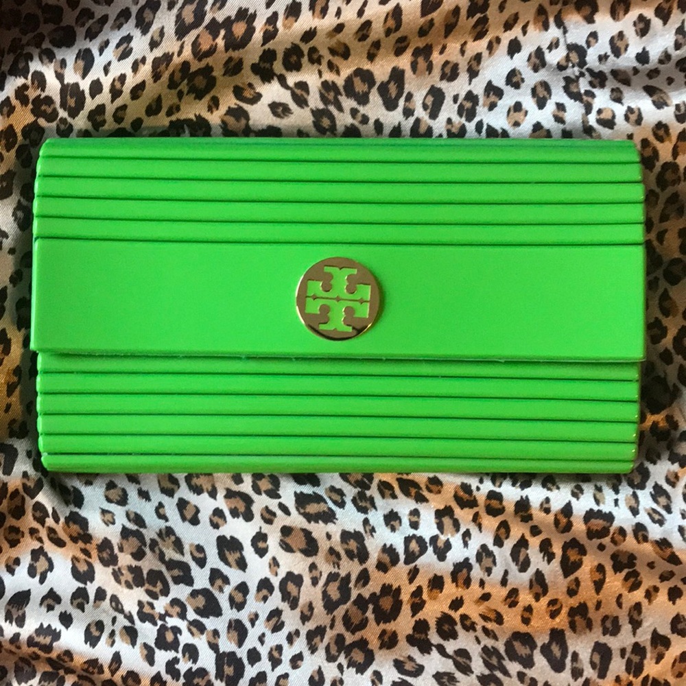 Tory Burch green clutch
